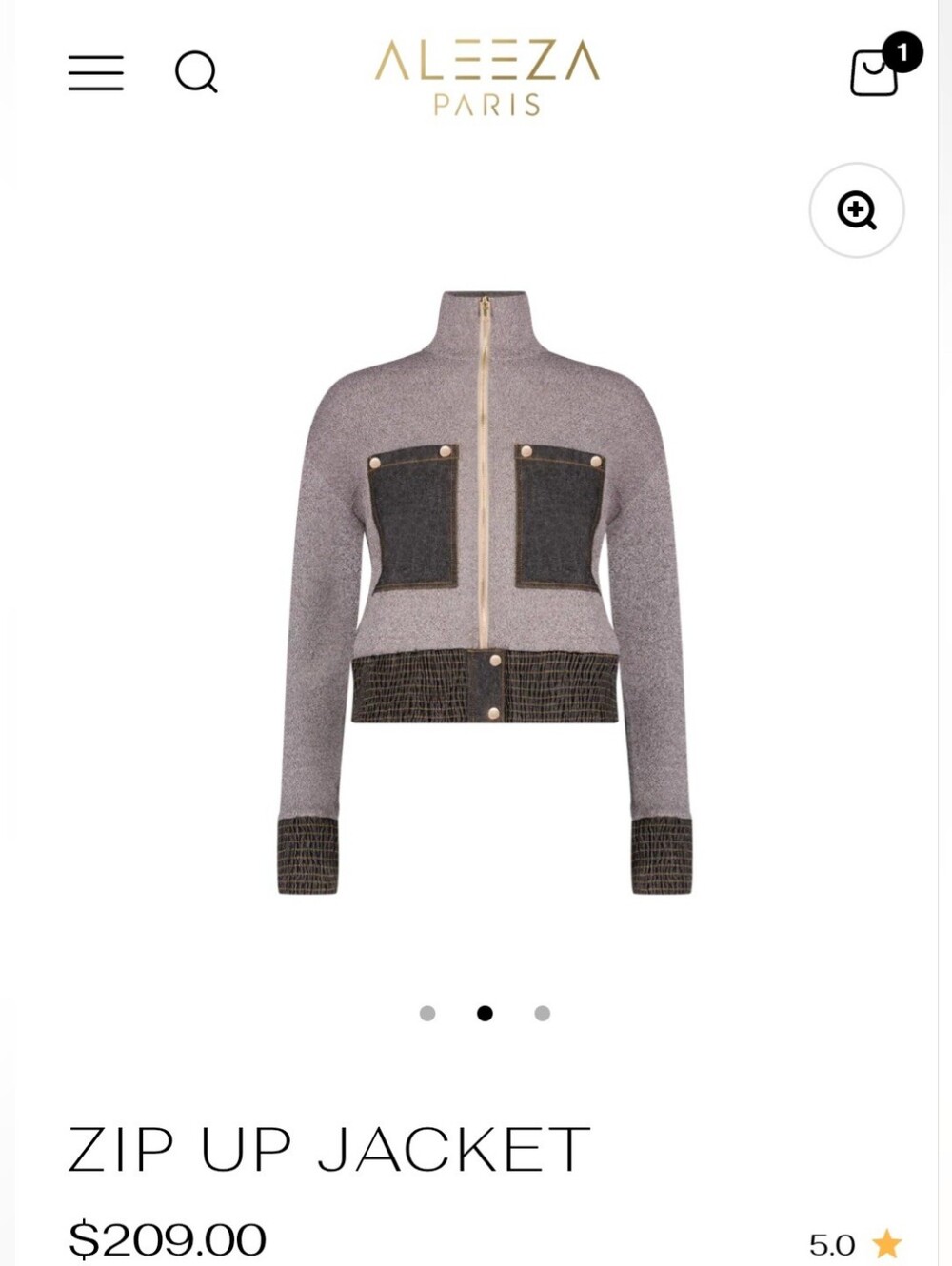 Aleeza Parish Mushroom Heather W Black Denim Pockets
